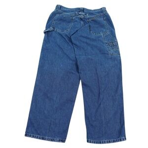 Riveted Lee Carpenter Jeans Womens 10 P Blue Wide Leg Utility Workwear VTG Style